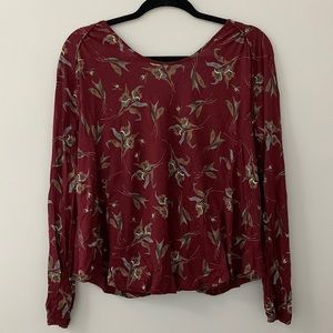 Free People deep purple floral backless long sleeve